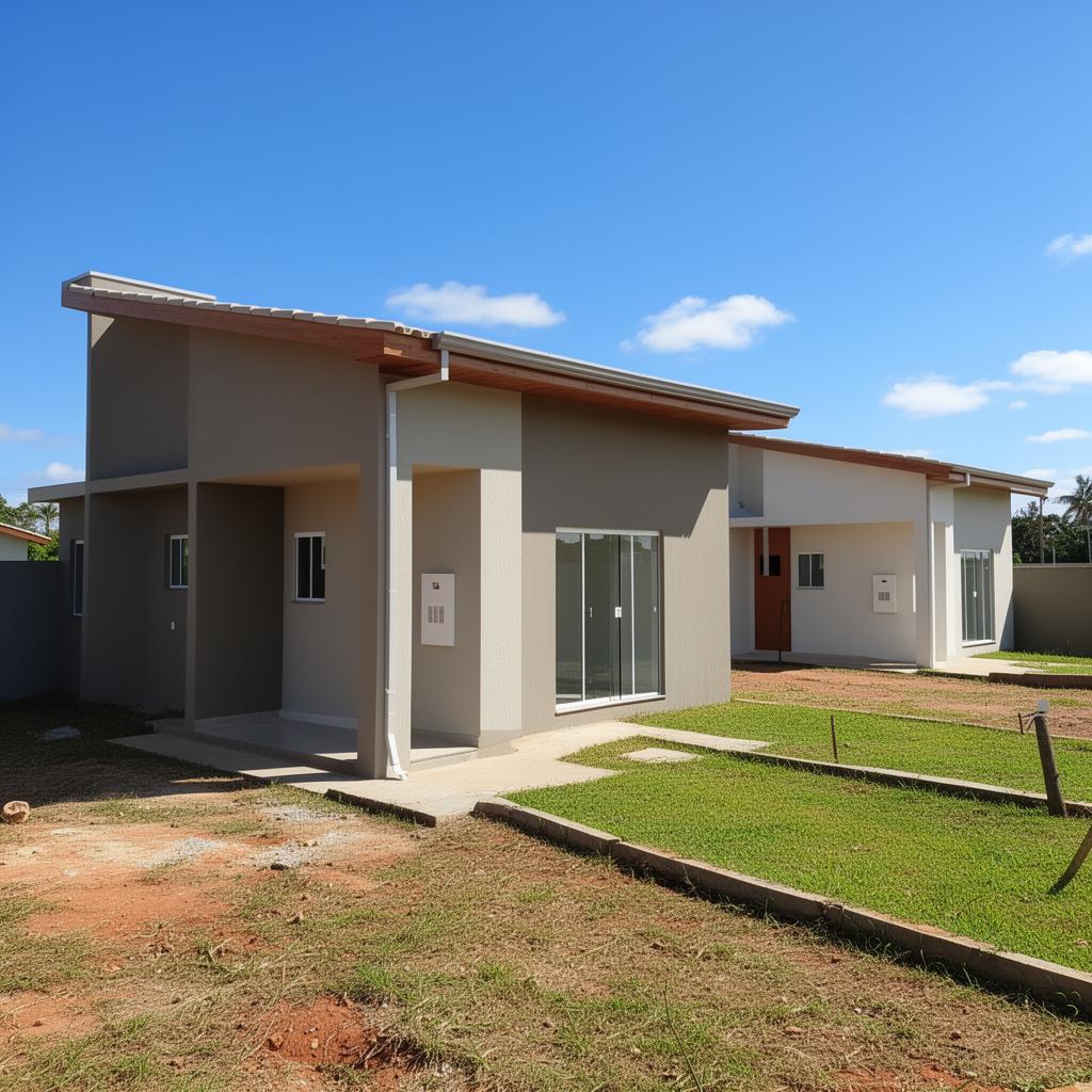 Casas populares modernas construídas com baixo custo